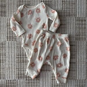 Cloud Island Floral Ribbed Baby Outfit